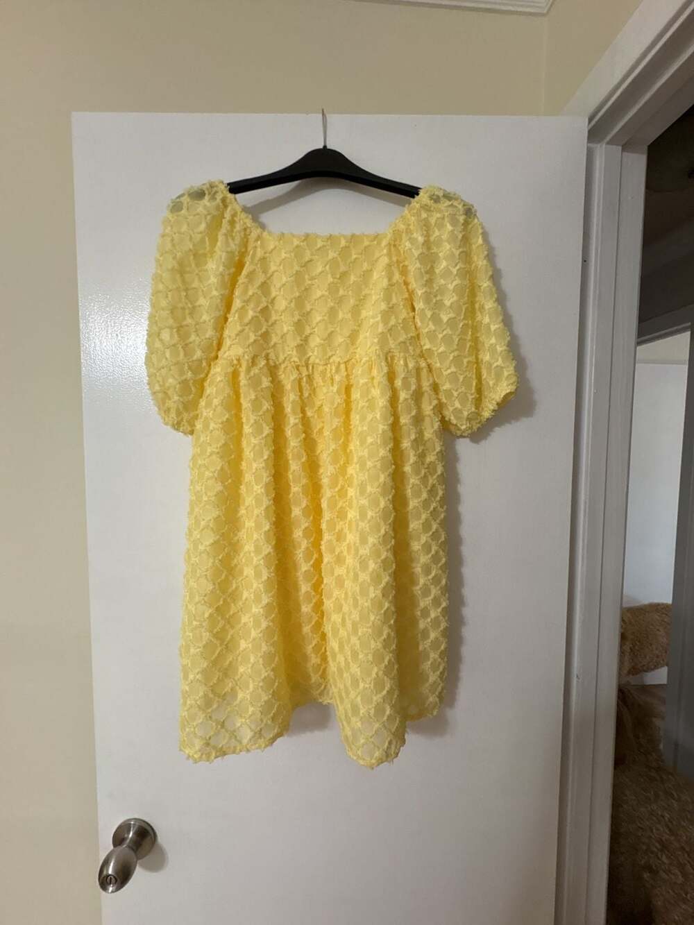 Speechless Kids Yellow Textured Chiffon Puff Sleeve Babydoll Dress